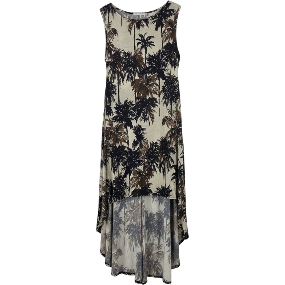 Lenny Niemeyer High-Low Maxi Dress Small Tan Palm Tree Print Resort Boho Beach